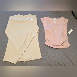 Cream Long Sleeve Top and Pink Sleeveless Top